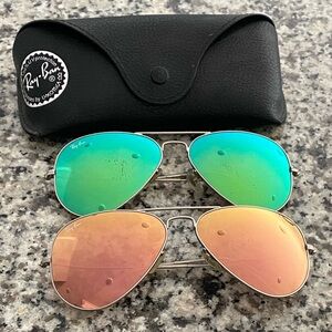 Ray-ban Aviator Sunglasses Rose Gold & Green